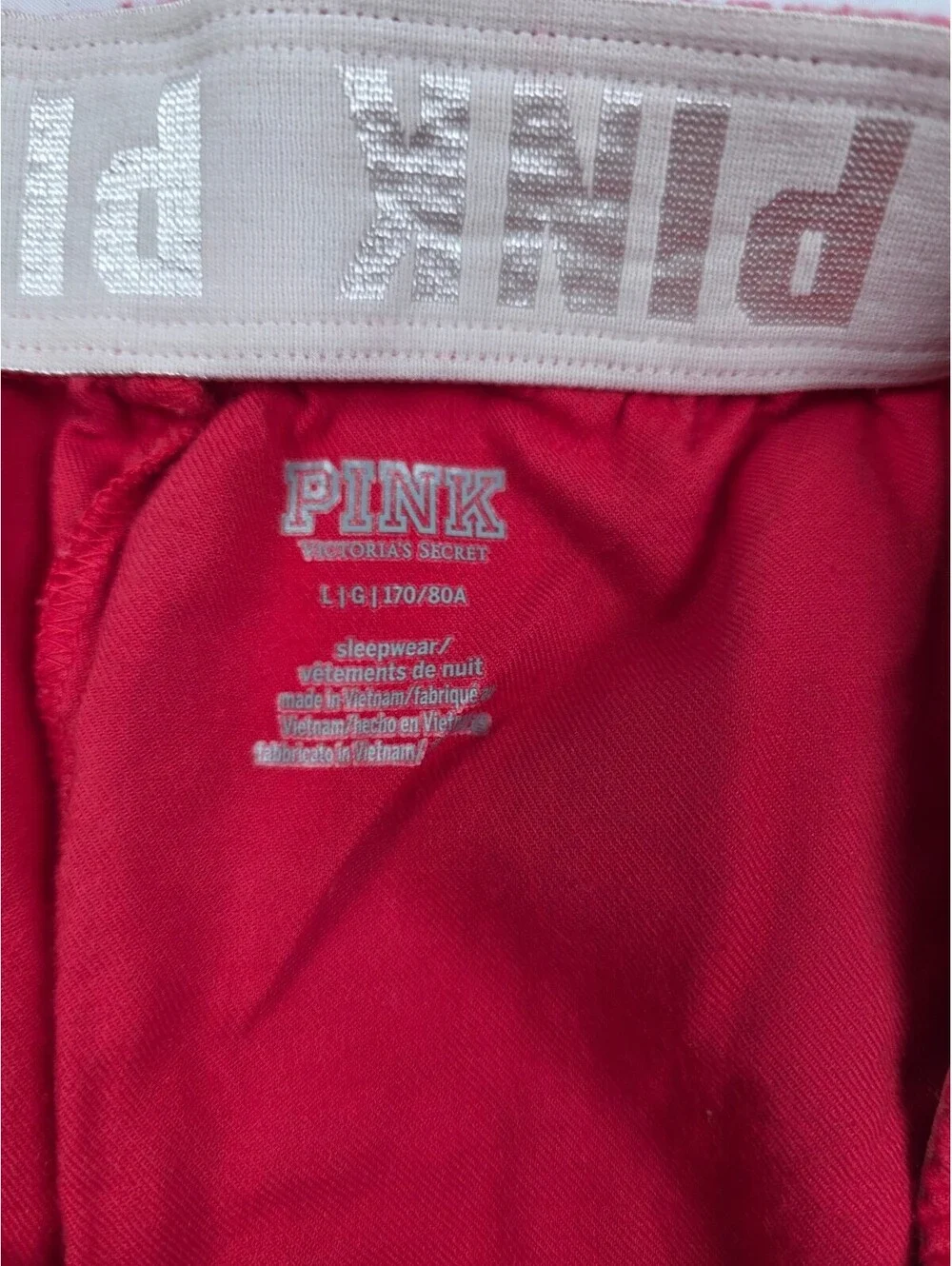 Victorias Secret PINK Red Selfie Large Sleep Shorts Boxers Pajama Bottoms